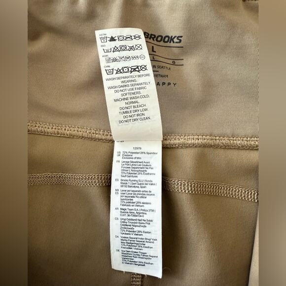 Brooks Method 7/8 Running Perforated Tights Leggings In Oatmeal Tan Size Large - Picture 10 of 14
